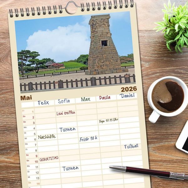 Produktbild: Familienplaner 2026 - Zauberhaftes S&uuml;dkorea Landschaften, St&auml;dte und Kultur mit 5 Spalten (Wandkalender, 21 x 45 cm) CALVENDO