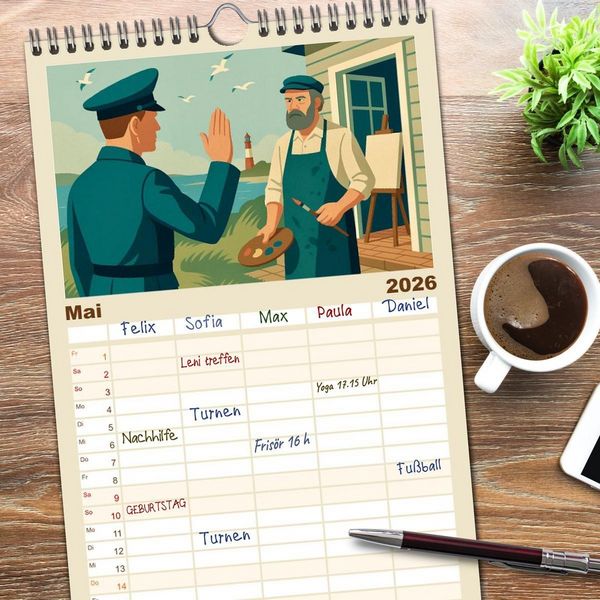Produktbild: Familienplaner 2026 - Siegfried Lenz mit 5 Spalten (Wandkalender, 21 x 45 cm) CALVENDO