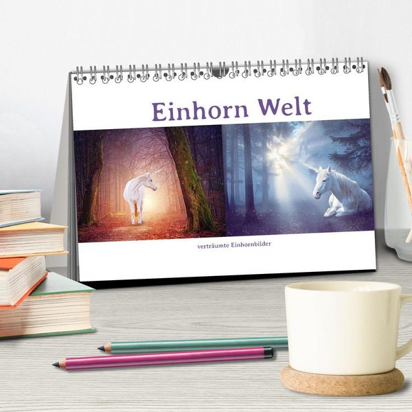 Produktbild: Einhorn Welt - vertr&auml;umte Einhornbilder (Tischkalender 2026 DIN A5 quer), CALVENDO Monatskalender