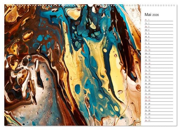 Produktbild: Abstract World - abstrakte Kunst in Acrylflie&szlig;technik (hochwertiger Premium Wandkalender 2026 DIN A2 quer), Kunstdruck in Hochglanz