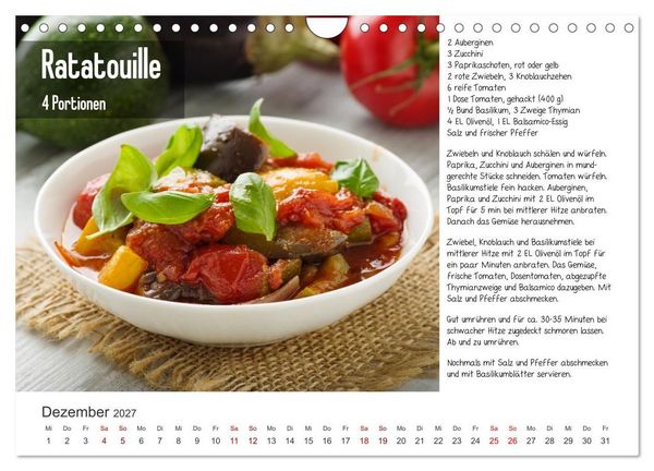 Produktbild: Fleischlos gl&uuml;cklich - 12 Foodfotos mit leckeren Rezepten (Wandkalender 2027 DIN A4 quer), CALVENDO Monatskalender