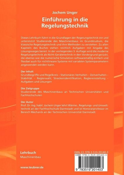 Produktbild: Einf&uuml;hrung in die Regelungstechnik
