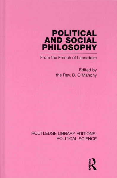 Produktbild: O'Mahony, D: Political and Social Philosophy (Routledge Libr