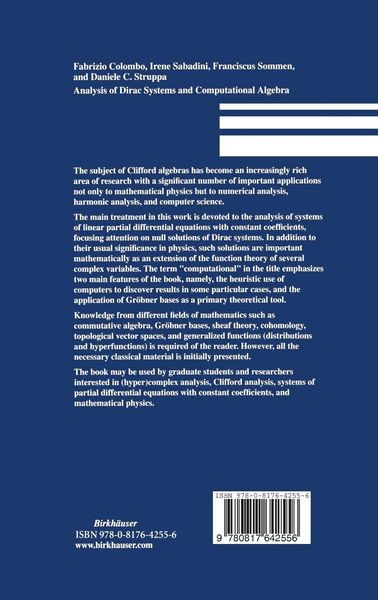 Produktbild: Analysis of Dirac Systems and Computational Algebra