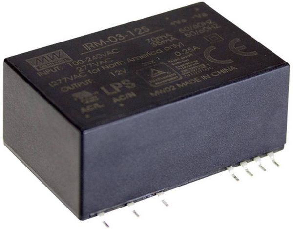 Produktbild: MEAN WELL IRM-03-24 AC/DC-Printnetzteil 24 V/DC 125mA 3W