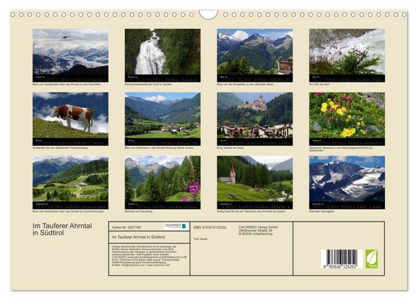 Produktbild: Im Tauferer Ahrntal in S&uuml;dtirol (Wandkalender 2026 DIN A3 quer), CALVENDO Monatskalender