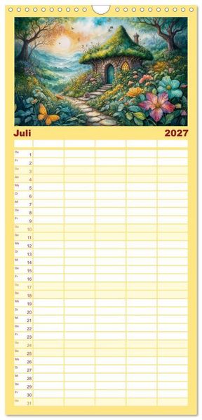 Produktbild: Familienplaner 2027 - Zauberhafte Feenh&auml;user - Wunderwelt der magischen Orte voller Fantasie mit 5 Spalten (Wandkalender, 21 x 45 cm) CALVENDO