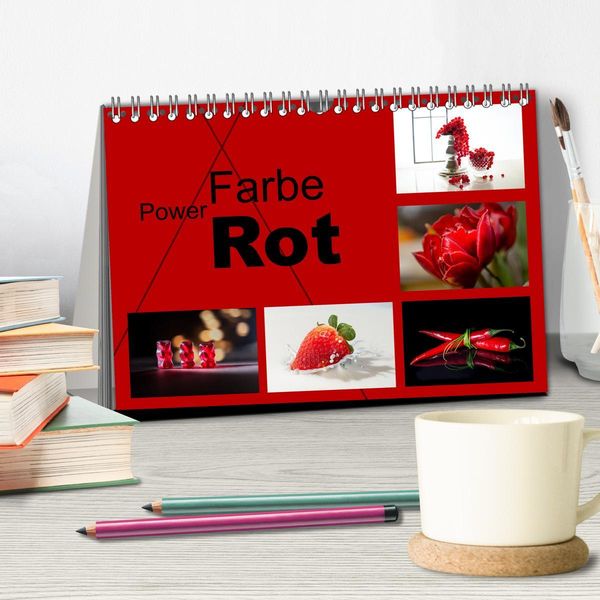 Produktbild: Powerfarbe Rot (Tischkalender 2026 DIN A5 quer), CALVENDO Monatskalender