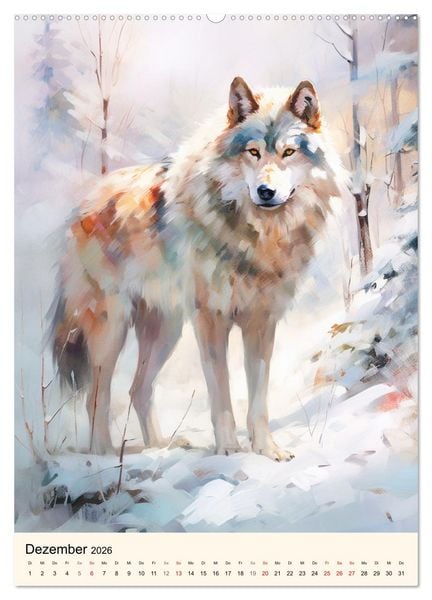 Produktbild: W&ouml;lfe. Zarte Aquarelle von beeindruckenden Tieren (Wandkalender 2026 DIN A2 hoch), CALVENDO Monatskalender