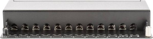 Produktbild: Digitus DN-91612SD-EA 12 Port Netzwerk-Patchbox CAT 6a 1 HE Schwarz (RAL 9005) Best&uuml;ckt