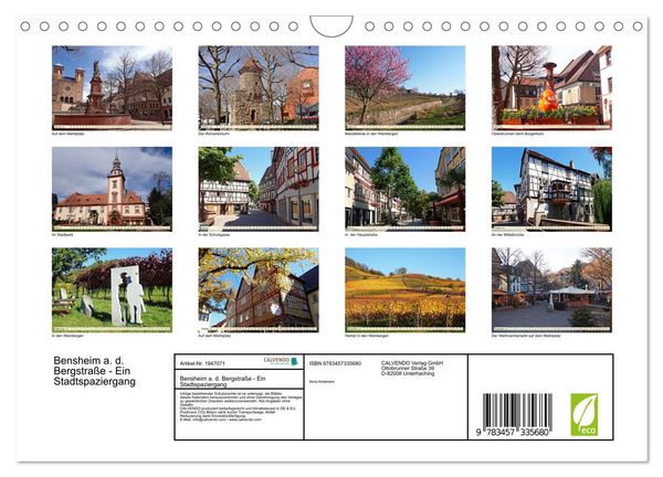 Produktbild: Bensheim a. d. Bergstra&szlig;e - Ein Stadtspaziergang (Wandkalender 2026 DIN A4 quer), CALVENDO Monatskalender