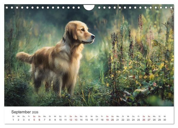Produktbild: Herz aus Gold - Retriever zum Verlieben (Wandkalender 2026 DIN A4 quer), CALVENDO Monatskalender