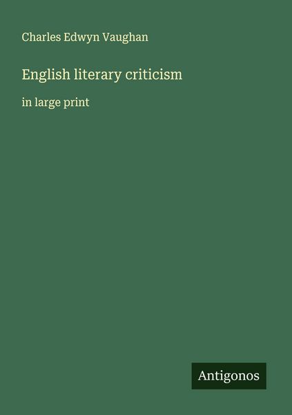 Produktbild: English literary criticism