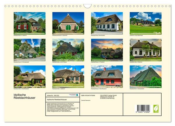 Produktbild: Idyllische Reetdachh&auml;user (Wandkalender 2026 DIN A3 quer), CALVENDO Monatskalender