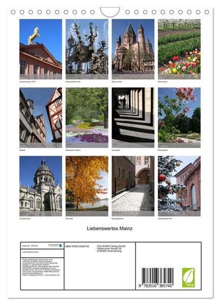 Produktbild: Liebenswertes Mainz (Wandkalender 2026 DIN A4 hoch), CALVENDO Monatskalender