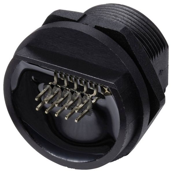 Produktbild: TRU COMPONENTS TC-E13T-FR6-PPF RJ45-Buchse f&uuml;r r&uuml;ckseitige Montage auf Leiterplatten IP67 (mit Gewinde) TC-13543664 Polzahl Sensoren 8 Schwarz 1