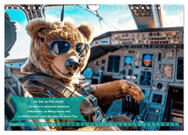 Produktbild: Der tierisch lustige Piloten-Kalender (Wandkalender 2026 DIN A4 quer), CALVENDO Monatskalender