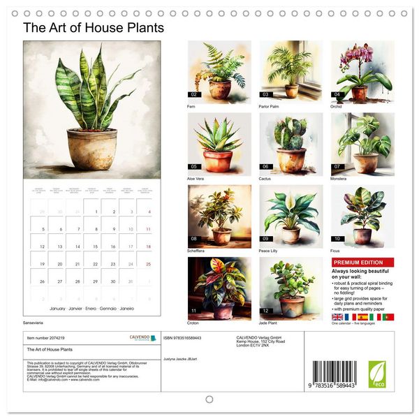 Produktbild: The Art of House Plants (Wall Calendar 2026 12 &times; 12 Inch) CALVENDO 12 Month Wall Calendar