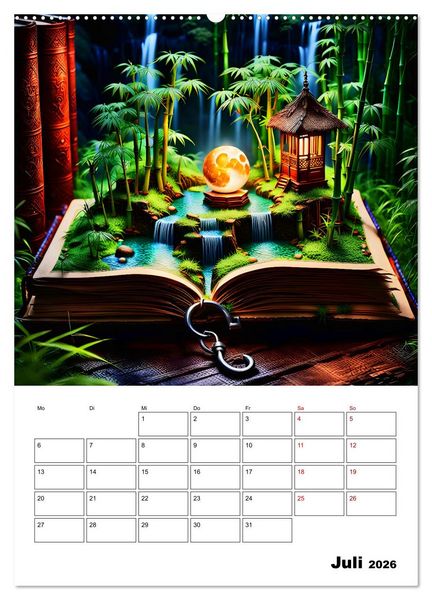 Produktbild: Magische surreale Buchwelten (Wandkalender 2026 DIN A2 hoch), CALVENDO Monatskalender