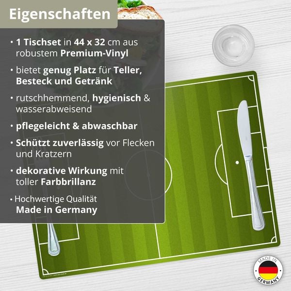 Produktbild: Tischsetmacher Tischset f&uuml;r Kinder Fu&szlig;ballfeld, aus hochwertigem Vinyl , 44 x 32 cm