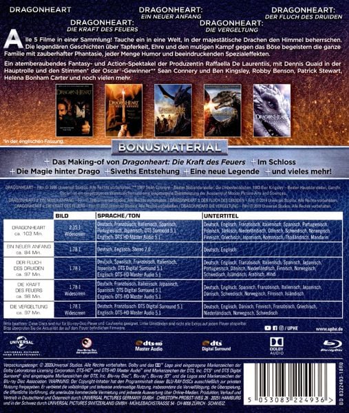 Produktbild: Dragonheart 1-5 [5 BRs]