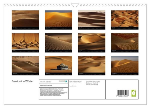 Produktbild: Faszination W&uuml;ste (Wandkalender 2027 DIN A3 quer), CALVENDO Monatskalender