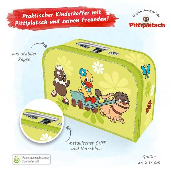 Produktbild: Tr&ouml;tsch Kinder-Koffer Pittiplatsch Bollerwagen medium,Pappkoffer, Koffer aus Pappe, Geschenk Verpackung, Gutschein Verpackung,Spielkoffer, Metallgriff und Metallhenkel, Reisekoffer Kinder