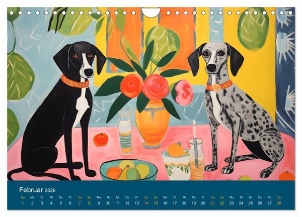 Produktbild: Hunde Kunstwerke - Hunde im Stil des Fauvismus k&uuml;nstlerisch gestaltet (Wandkalender 2026 DIN A4 quer), CALVENDO Monatskalender