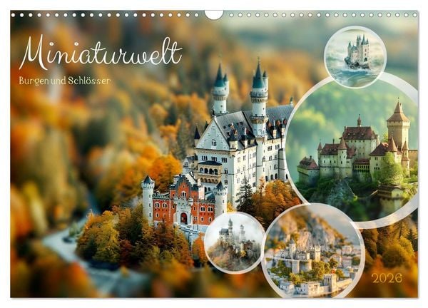 Produktbild: Miniaturwelt Burgen und Schl&ouml;sser (Wandkalender 2026 DIN A3 quer), CALVENDO Monatskalender