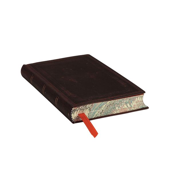 Produktbild: Softcover Notizbuch Schwarzes Marokkoleder Schlicht, Mini, Liniert