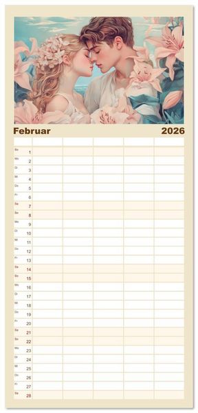 Produktbild: Familienplaner 2026 - Verspieltheit und Harmonie mit 5 Spalten (Wandkalender, 21 x 45 cm) CALVENDO