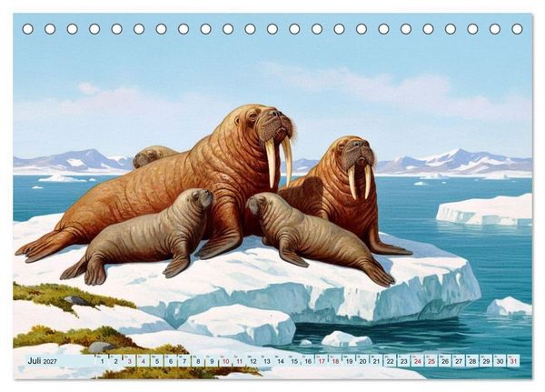 Produktbild: Nordische Tiere wie aus alten Zeiten (Tischkalender 2027 DIN A5 quer), CALVENDO Monatskalender