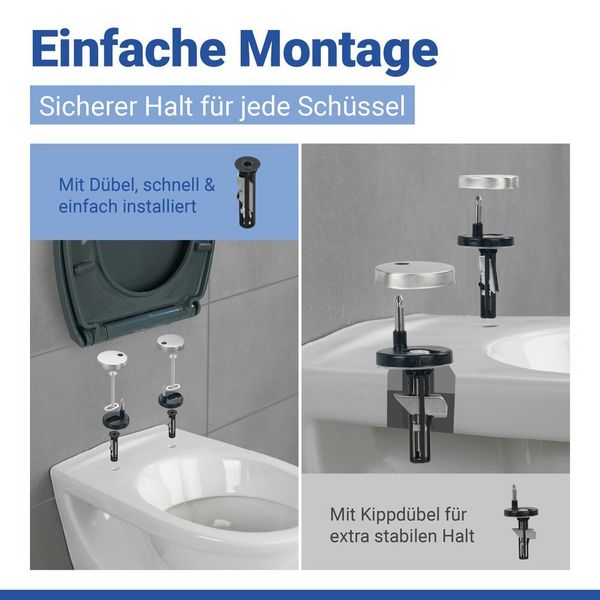 Produktbild: WC Sitz Mod. Ostuni Grau, stabiler Toilettensitz mit Absenkautomatik