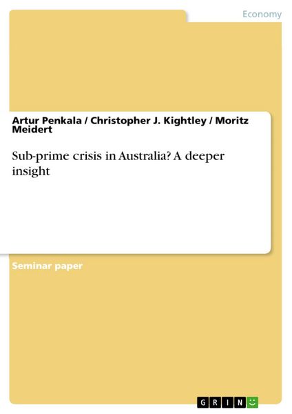 Produktbild: Sub-prime crisis in Australia? A deeper insight