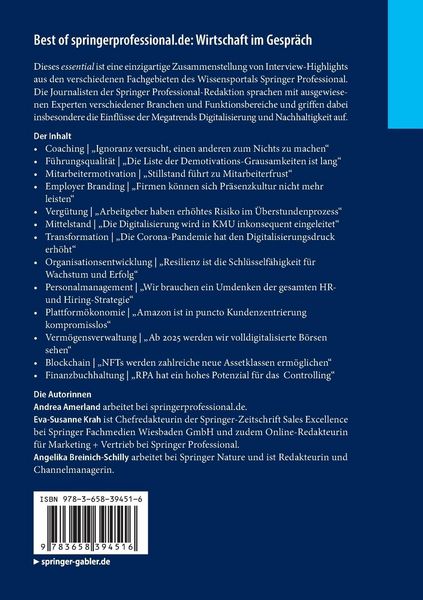 Produktbild: Best of springerprofessional.de: Wirtschaft im Gespr&auml;ch