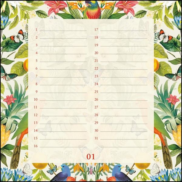 Produktbild: Immerw&auml;hrender Geburtstagskalender floral &ndash; Archive by Portico Designs &ndash; Quadrat-Format 24 x 24 cm