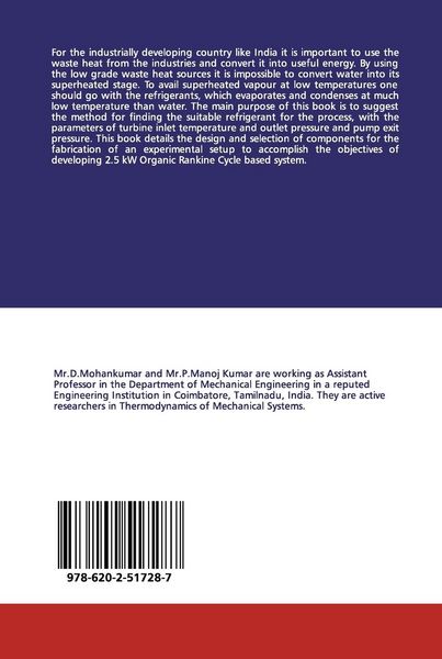 Produktbild: Design and Selection of Components for Organic Rankine Cycle