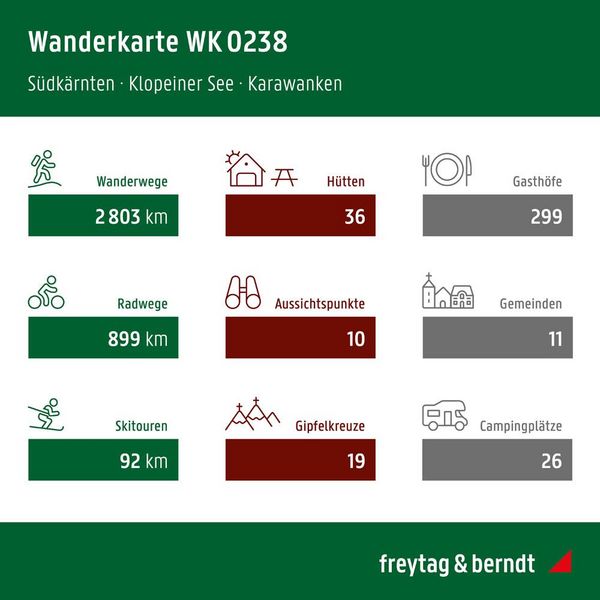 Produktbild: Freytag & berndt Wanderkarte WK 0238 S&uuml;dk&auml;rnten, Klopeiner See - V&ouml;lkermarkt - Bleiburg - Karawanken 1:50.000