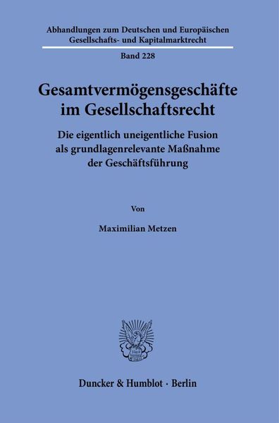 Produktbild: Gesamtverm&ouml;gensgesch&auml;fte im Gesellschaftsrecht.