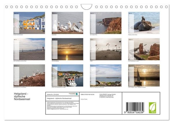 Produktbild: Helgoland - idyllische Nordseeinsel (Wandkalender 2026 DIN A4 quer), CALVENDO Monatskalender