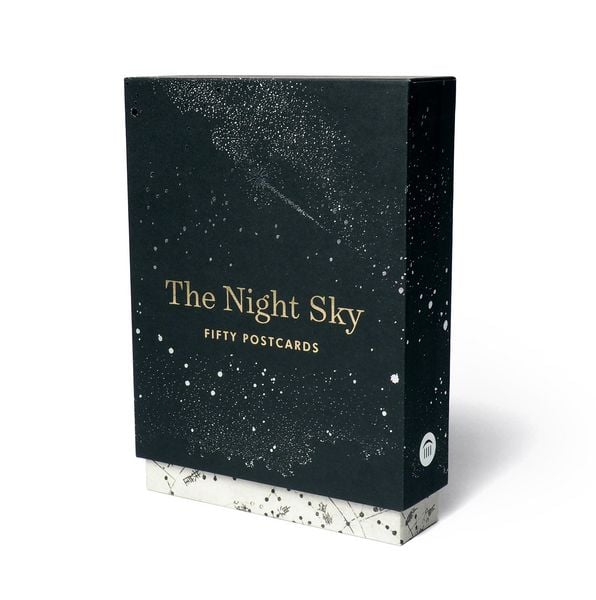 Produktbild: The Night Sky: Fifty Postcards (50 Designs; Archival Images, NASA Ephemera, Photographs, and More in a Gold Foil Stamped Keepsake Box;)