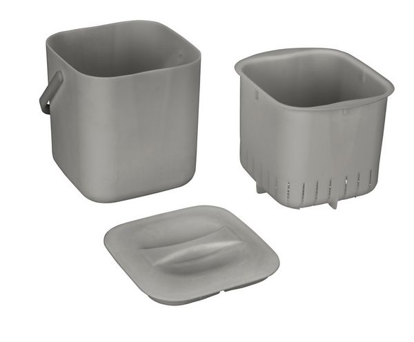 Produktbild: Abfallsammler Mod. Conny, grau, Kunststoff, 3L, 18x18x19 cm, herausnehmbares Sieb,
