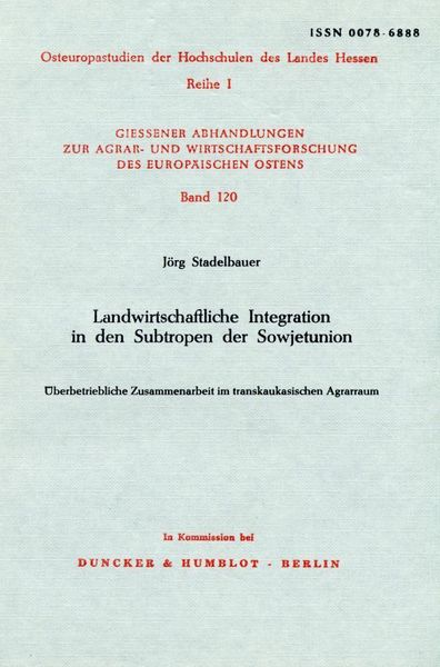 Produktbild: Landwirtschaftliche Integration in den Subtropen der Sowjetunion.
