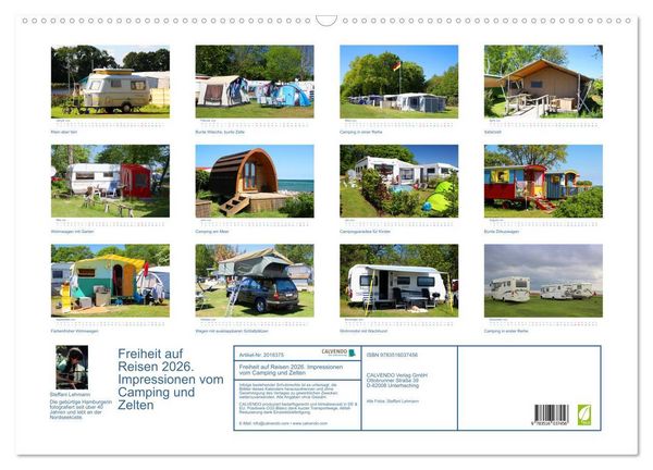 Produktbild: Freiheit auf Reisen 2026. Impressionen vom Camping und Zelten (Wandkalender 2026 DIN A2 quer), CALVENDO Monatskalender