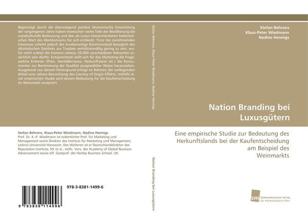 Nation Branding bei Luxusgütern, Taschenbuch von Stefan Behrens , Klaus-Peter Wiedmann , Nadine Hennigs, Südwestdeutscher Verlag für