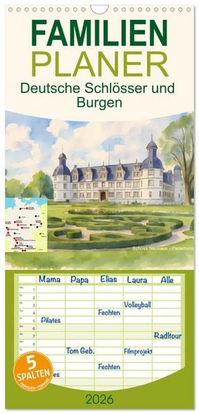 Produktbild: Familienplaner 2026 - Deutsche Schl&ouml;sser und Burgen mit 5 Spalten (Wandkalender, 21 x 45 cm) CALVENDO