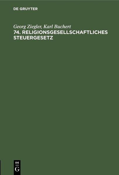 Produktbild: 74. Religionsgesellschaftliches Steuergesetz
