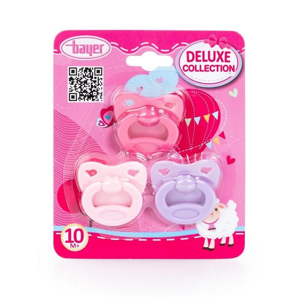 Produktbild: Puppenschnuller-Set 3teilig verschiedene Farben pink/rosa/lila