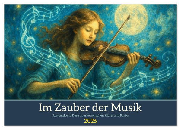 Im Zauber der Musik - Romantische Kunstwerke zwischen Klang und Farbe (Wandkalender 2026 DIN A3 quer), CALVENDO Monatskalender