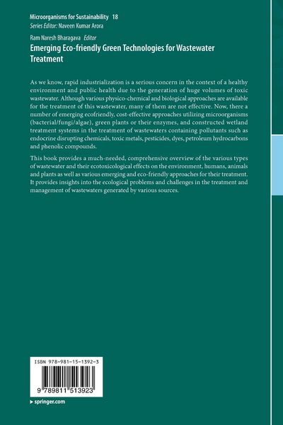 Produktbild: Emerging Eco-friendly Green Technologies for Wastewater Treatment
